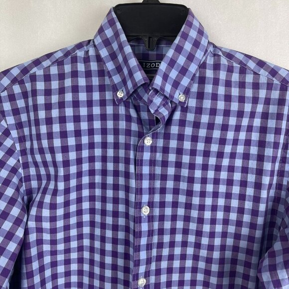 Izod Men Slim Fit Long Sleeve Plaid Button Down T-shirt Size 14-14 1/2 - Picture 7 of 7